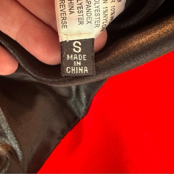 Women’s Black White Houndstooth Jacket pea coat Red fleece lining size small - Picture 15 of 15